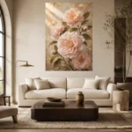 Blush Peonies Living Room Wall Art Canvas Print - Image 2