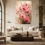 Pink Orchid Living Room Wall Art Canvas Print - Image 2