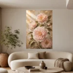 Blush Peonies Living Room Wall Art Canvas Print - Image 3