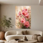 Pink Orchid Living Room Wall Art Canvas Print - Image 3