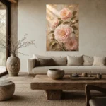 Blush Peonies Living Room Wall Art Canvas Print - Image 4