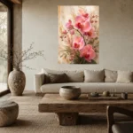 Pink Orchid Living Room Wall Art Canvas Print - Image 4