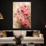 Pink Orchid Living Room Wall Art Canvas Print - Image 5