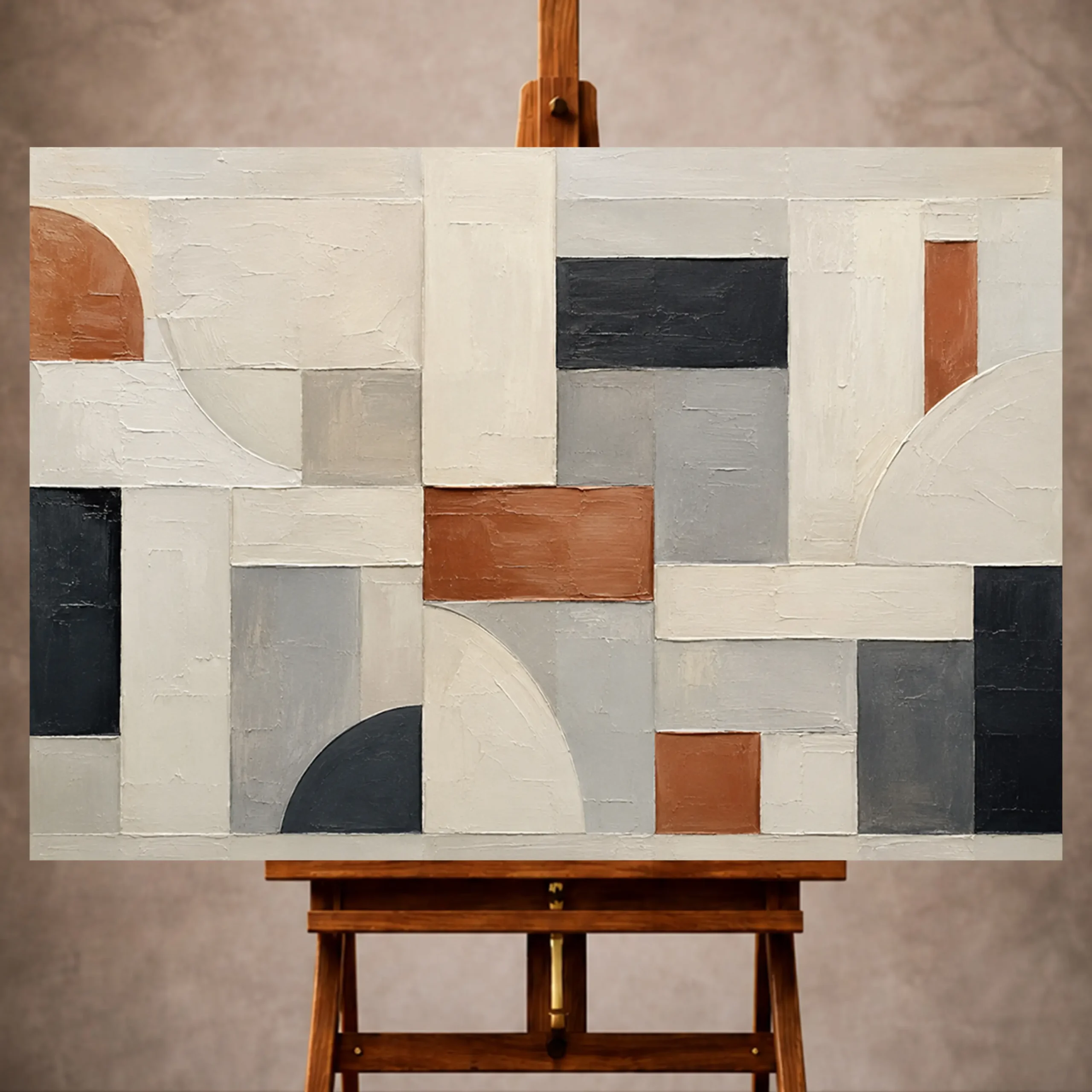 _Yatay MocupPage 1 Terracotta Arc Grid Geometric Abstract Wall Art Canvas Print - Image 1
