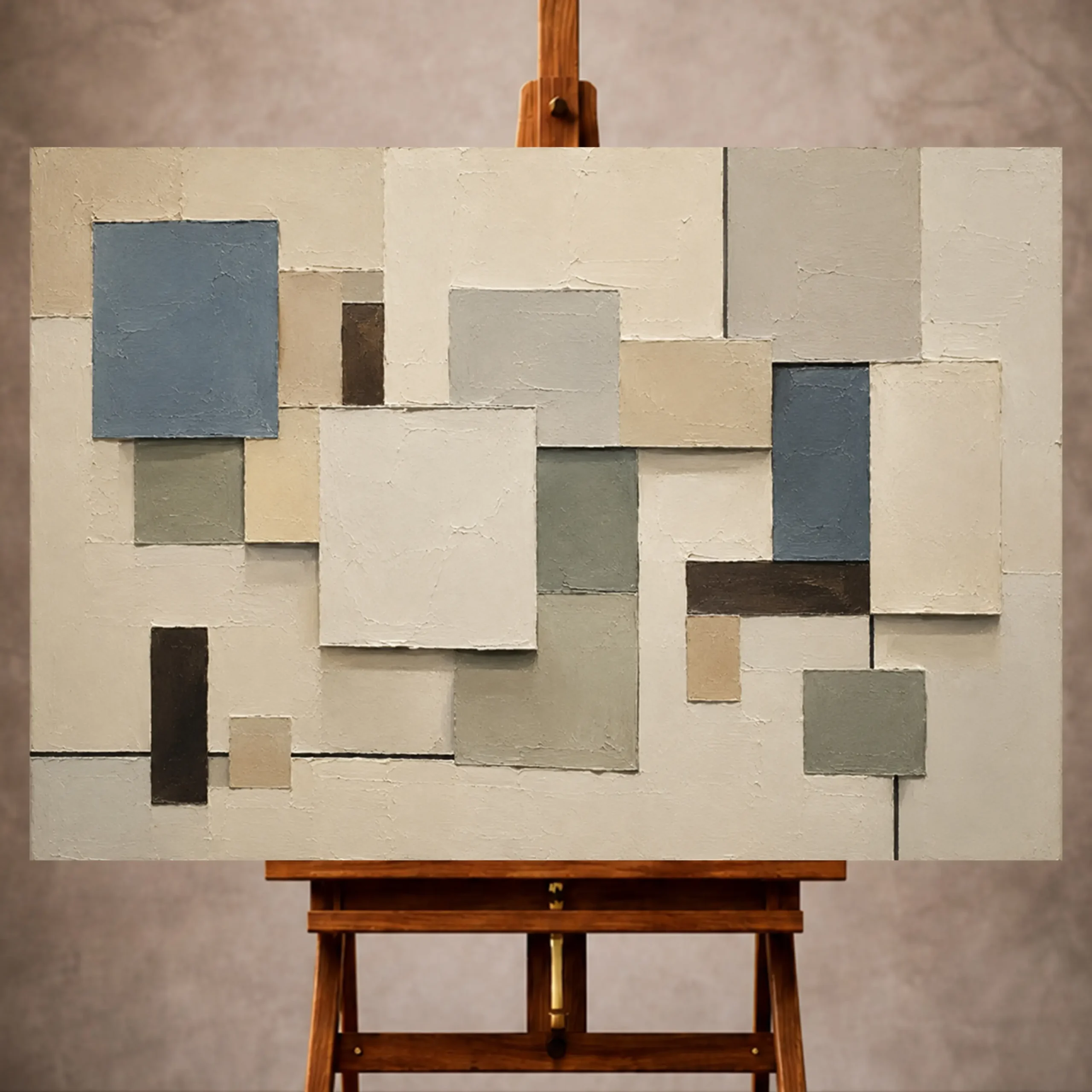 _Yatay MocupPage 1 Blue Layered Squares Geometric Abstract Wall Art Canvas Print - Image 1