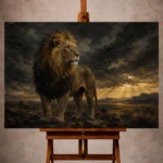 Stormlit Sovereign Lion Wall Art Canvas Print