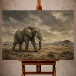 Savanna Elephant Wildlife Portrait Wall Art Canvas Print