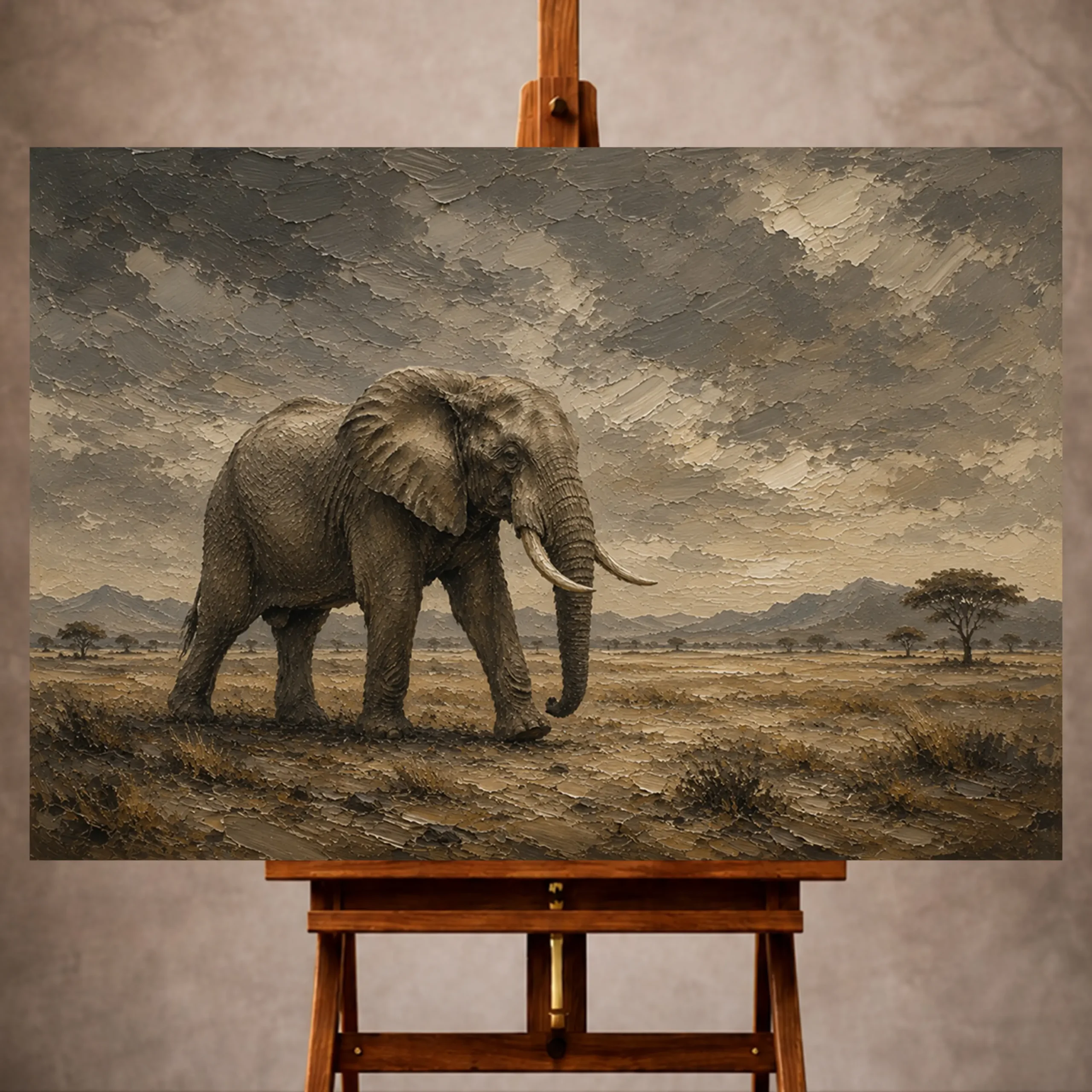 _Yatay MocupPage 1 Savanna Elephant Wildlife Portrait Wall Art Canvas Print - Image 1