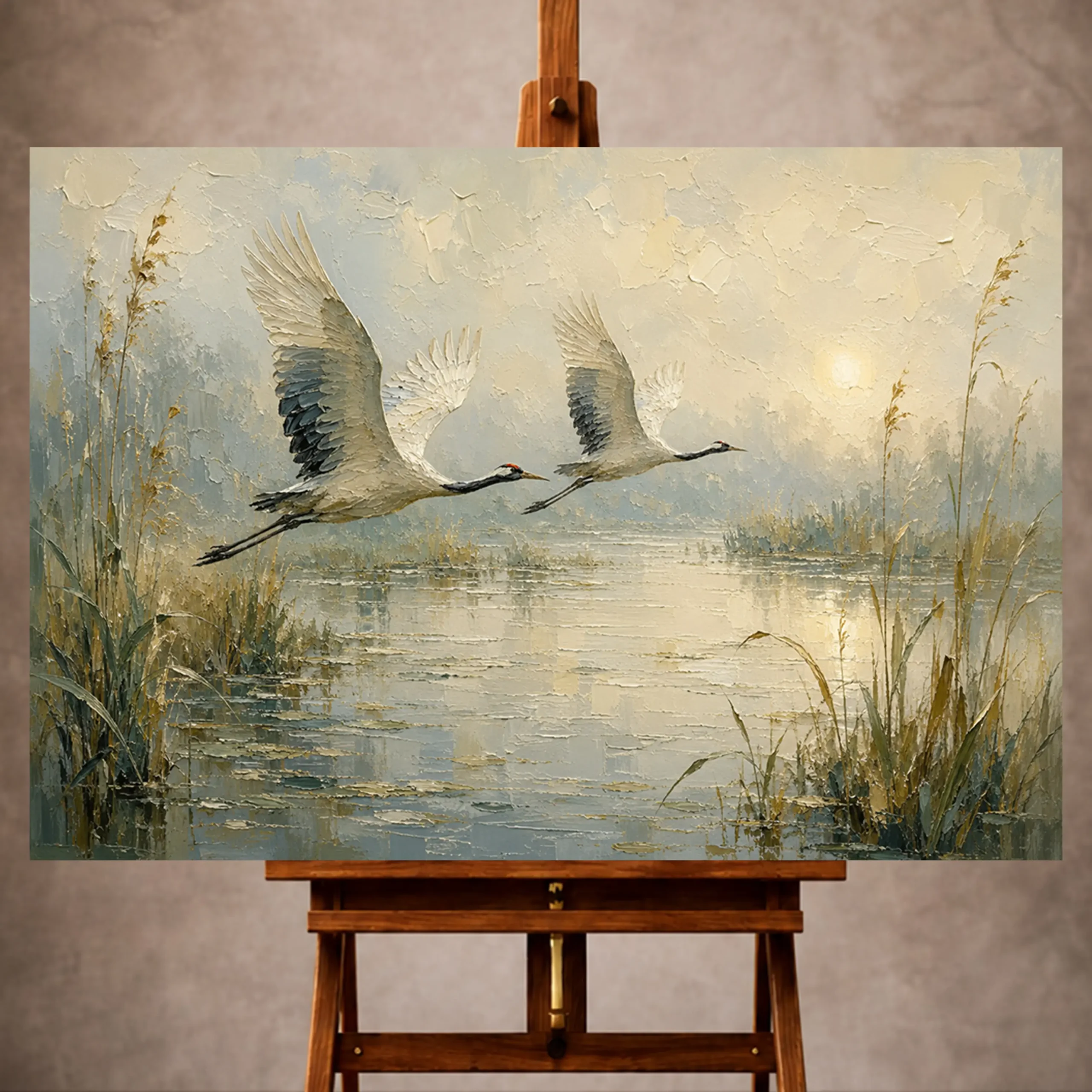 _Yatay MocupPage 1 Flying Cranes Bird Wall Art Canvas Print - Image 1