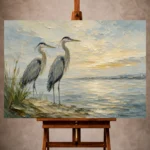 Coastal Herons Bird Wall Art Canvas Print