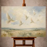 Flying White Doves Bird Wall Art Canvas Print
