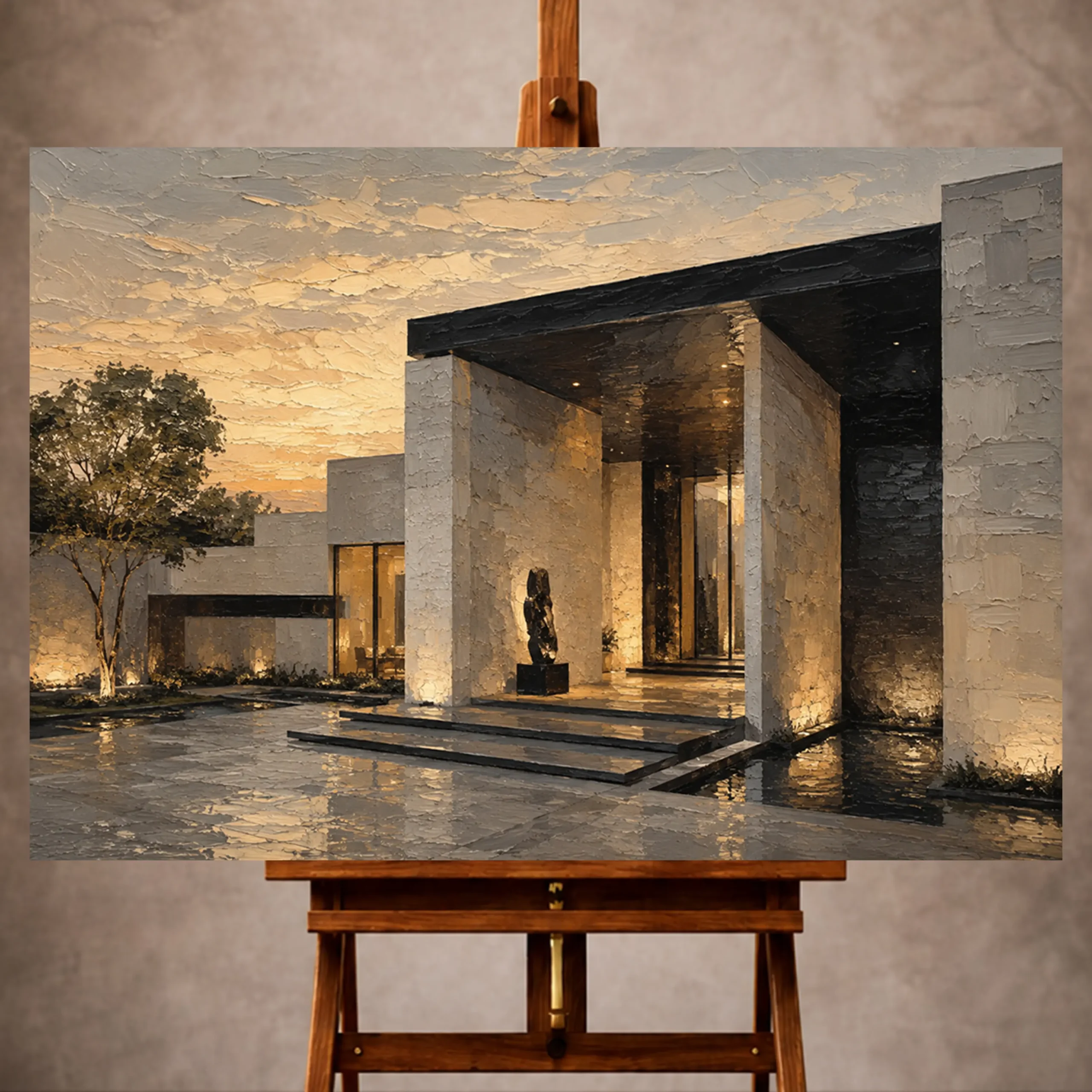 _Yatay MocupPage 1 Sunset Villa Modern Architecture Wall Art Canvas Print - Image 1