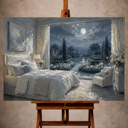 Moonlit Bedroom Wall Art wall art print for elegant interiors