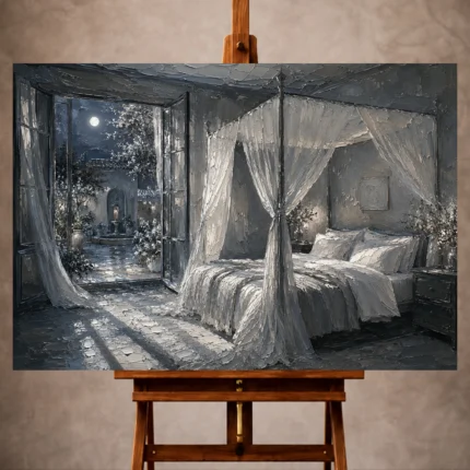 Moonlit Bedroom Wall Art wall art print for elegant interiors