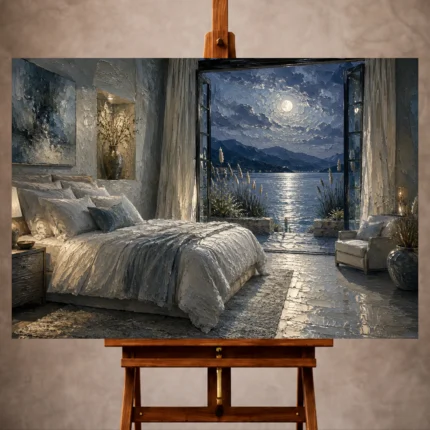 Moonlit Bedroom Wall Art wall art print for elegant interiors
