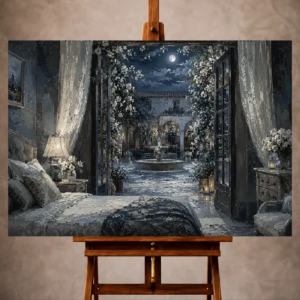 Moonlit Bedroom Wall Art wall art print for elegant interiors