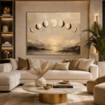 Golden Coastal Lunar Phases Moon Phase Wall Art Canvas Print - Image 11