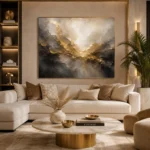 Obsidian Gilded Horizon Gold Abstract Wall Art Canvas Print - Image 10