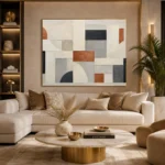 Terracotta Arc Grid Geometric Abstract Wall Art Canvas Print - Image 10