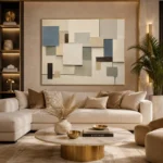 Blue Layered Squares Geometric Abstract Wall Art Canvas Print - Image 10