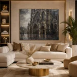 Rainlit Cathedral Gothic Architecture Wall Art Canvas Print - Image 10