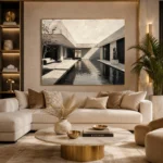 Reflective Villa Modern Architecture Wall Art Canvas Print - Image 9