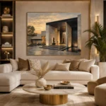 Sunset Villa Modern Architecture Wall Art Canvas Print - Image 8