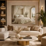 Canopy Sea View Serene Neutral Bedroom Wall Art Canvas Print - Image 11