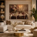 Double Candle Rose Bouquet Romantic Bedroom Wall Art Canvas Print - Image 11