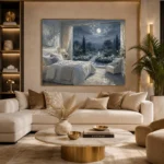 Moonlit French Doors Moonlit Bedroom Wall Art Canvas Print - Image 10