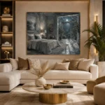 Moonlit Coastal Doorway Moonlit Bedroom Wall Art Canvas Print - Image 10