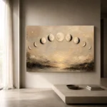 Golden Coastal Lunar Phases Moon Phase Wall Art Canvas Print - Image 12