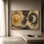 Twin Arch Celestial Sun and Moon Wall Art Canvas Print - Image 12