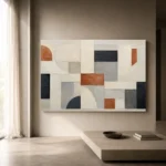 Terracotta Arc Grid Geometric Abstract Wall Art Canvas Print - Image 11