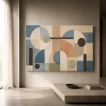 Blue Terracotta Circles Geometric Abstract Wall Art Canvas Print - Image 11