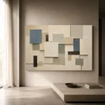 Blue Layered Squares Geometric Abstract Wall Art Canvas Print - Image 11