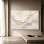 Ivory Drift Fluid Abstract Wall Art Canvas Print showcased in an elegant minimalist interior