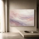 Blush Lavender Horizon Fluid Abstract Wall Art Canvas Print showcased in an elegant minimalist interior