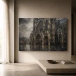 Rainlit Cathedral Gothic Architecture Wall Art Canvas Print - Image 11
