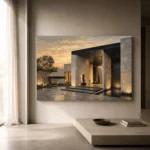 Sunset Villa Modern Architecture Wall Art Canvas Print - Image 9