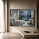 Moonlit French Doors Moonlit Bedroom Wall Art Canvas Print - Image 11