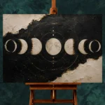 Horizontal Lunar Sequence Moon Phase Wall Art Canvas Print - Image 3