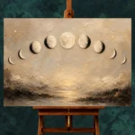 Golden Coastal Lunar Phases Moon Phase Wall Art Canvas Print - Image 3