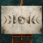 Ivory Celestial Sequence Moon Phase Wall Art Canvas Print - Image 3