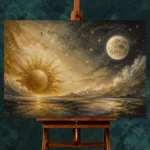 Celestial Horizon Sun and Moon Wall Art Canvas Print - Image 3
