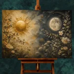 Celestial Garden Sun and Moon Wall Art Canvas Print - Image 3