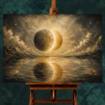 Eclipse Reflection Sun and Moon Wall Art Canvas Print - Image 3