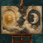 Twin Arch Celestial Sun and Moon Wall Art Canvas Print - Image 3