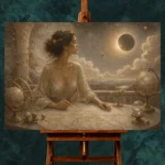 Eclipse Observatory Celestial Feminine Wall Art Canvas Print - Image 3