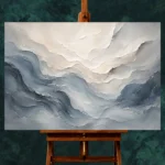 Blue Mist Horizon Fluid Abstract Wall Art Canvas Print styled in a refined interior